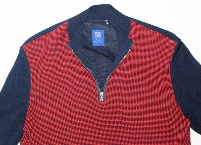 DONRAD DUNCAN Knit Quarter Zip Pullover Navy Blue Red Men's MEDIUM M EFM gallery