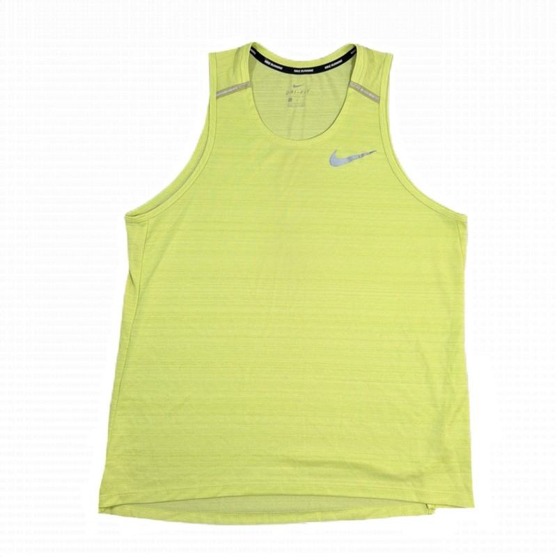 Nike Running Dri-Fit Tank Top Mens Large Athletic Volt Yellow Neon Reflective gallery