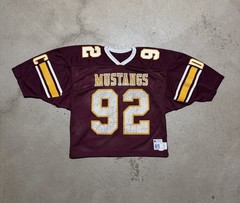 Vintage Russell Athletic Cropped Mesh DC Mustangs Football Jersey Size L USA 80s