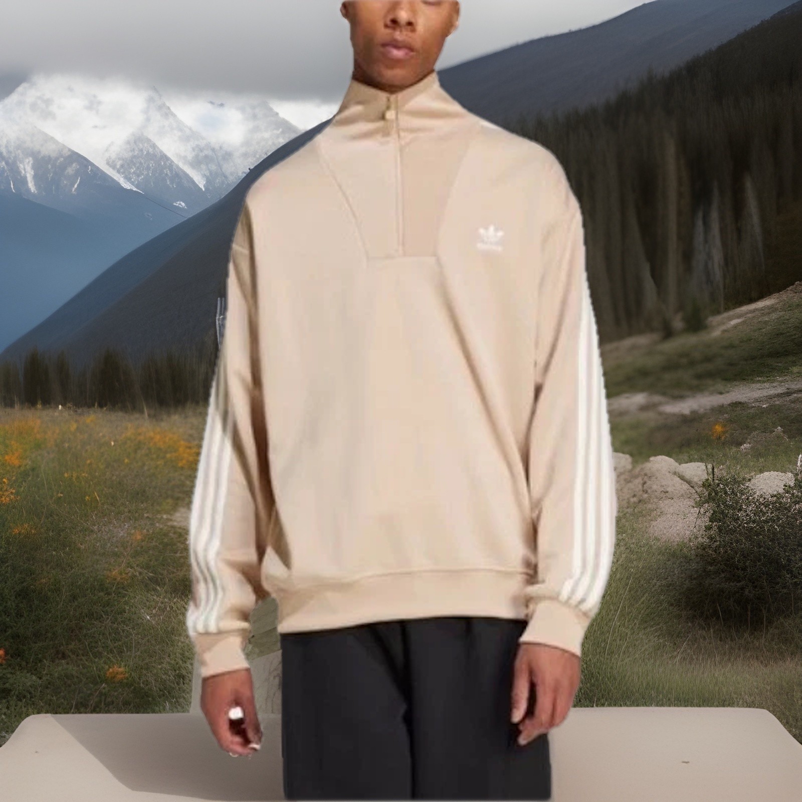 Adidas Adicolor Funnel Neck Track Top Mens Size Medium Magic Beige New gallery
