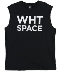 WHT SPACE Mens Cotton Logo Muscle Tank Top, Black, Large