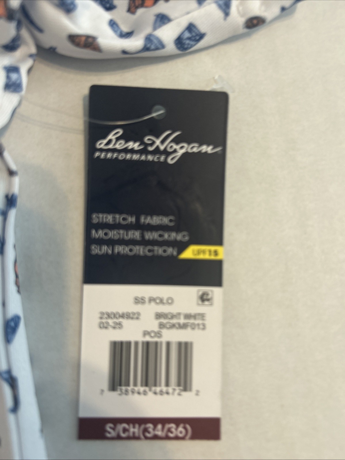 New Men's Ben Hogan Performance S/S Golf Conversational Print Polo Shirt Size S gallery