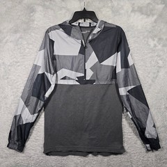 Under Armour Windbreaker Shirt Mens Small Gray Colorblock Wind Anorak Hoodie
