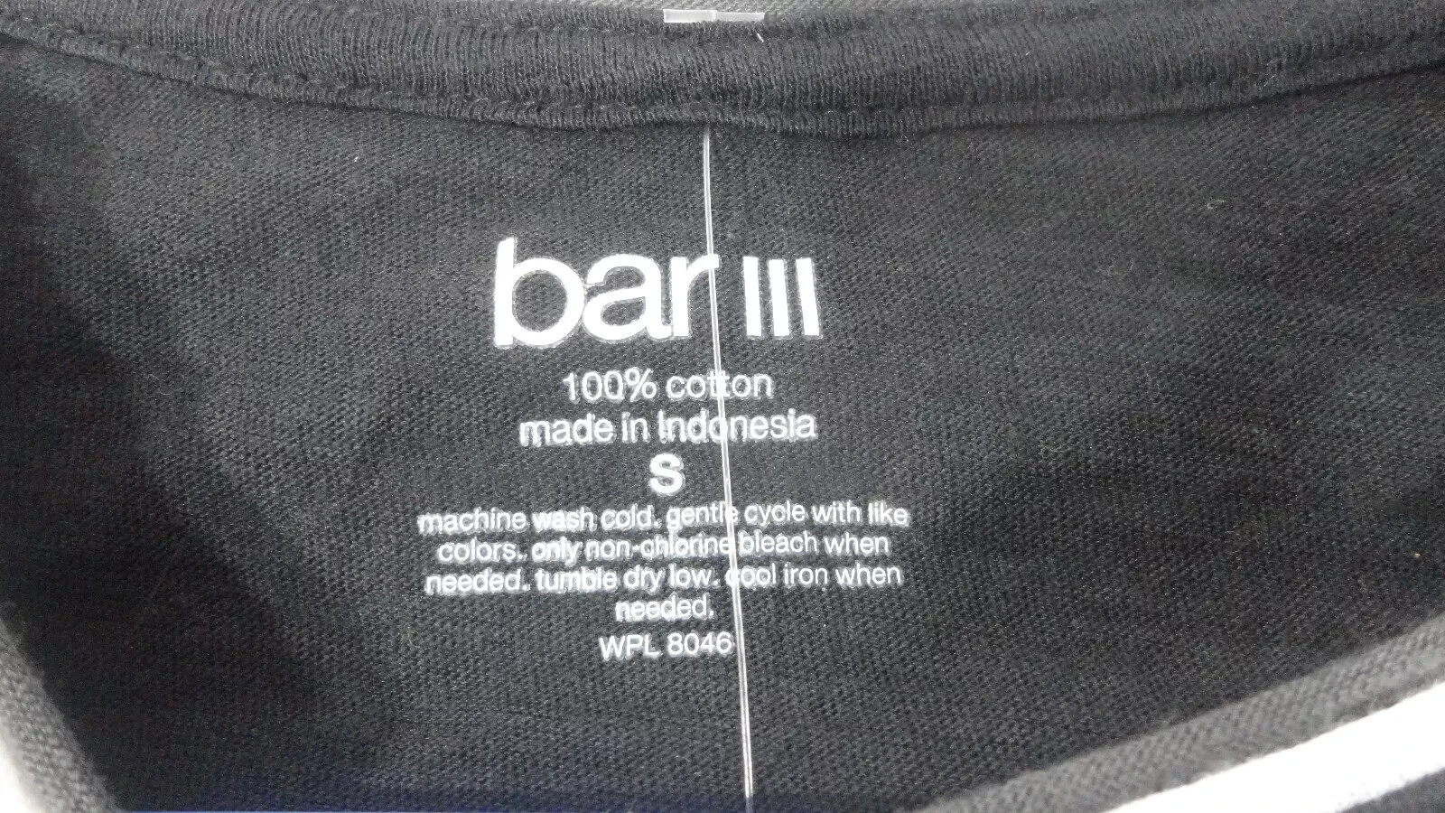 bar III Mens Contrast Basic T-Shirt Black 100% Cotton Size Small **New w/Tags** gallery