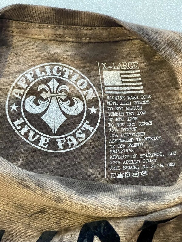 Affliction Mens Short Sleeve Brown & Black XL Skull & Snake T-Shirt - Very Nice! gallery