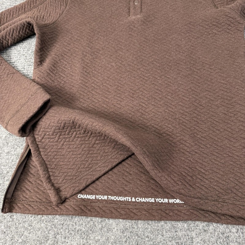 Rhone Pullover Mens Small Brown Herringbone Mock Neck Snap Long Sleeve Casual gallery