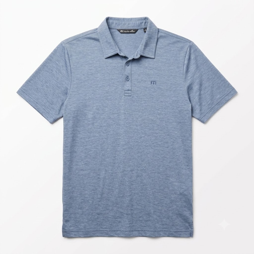 Travis Mathew Pique Performance Golf Polo Shirt Blue Pima Cotton Slim Mens Large gallery