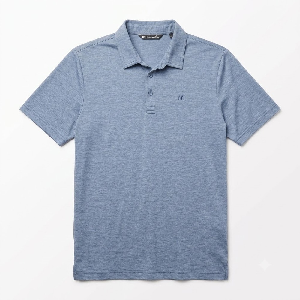 Travis Mathew Pique Performance Golf Polo Shirt Blue Pima Cotton Slim Mens Large