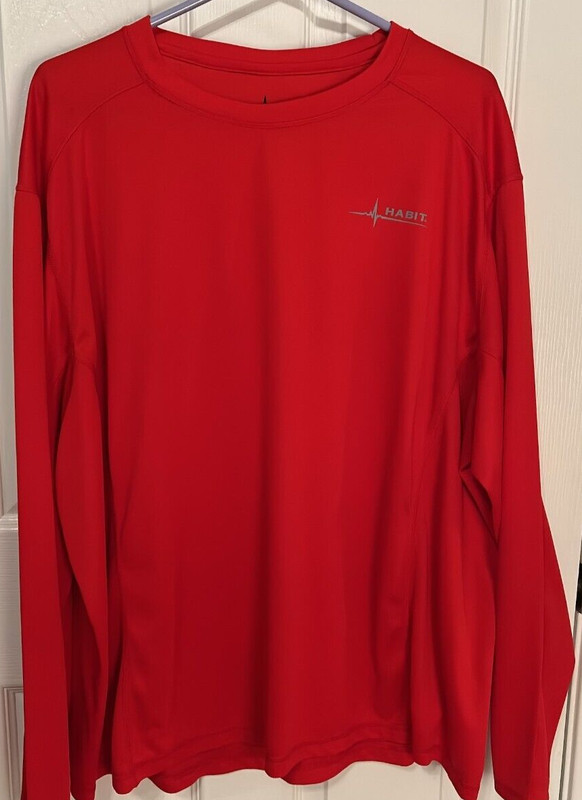 2 Habit Men's Active Athletic L/S Performance Crew Shirt Blue/Gray and Red 3XL gallery