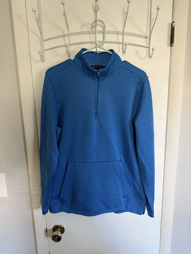Urban Frontier Men’s 1/4 Zip Pullover Blue Long Sleeve Textured Shirt L