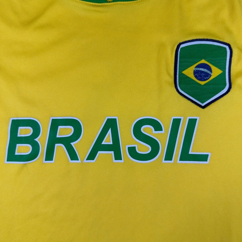 Icon Sports Brasil Soccer Jersey Mens Large Yellow Green Short Sleeve Shirt gallery