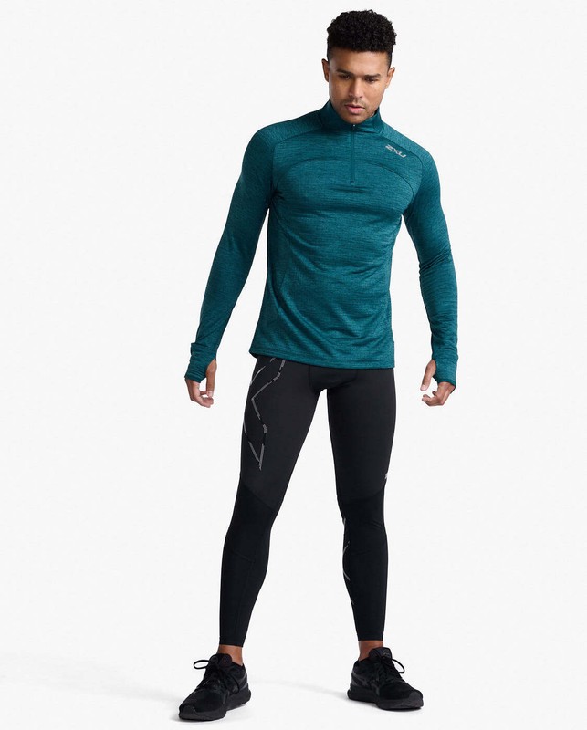 New 2XU Men Ignition 1/4 Zip Long Sleeve Top Thermal XL X-Large (Jade) MR6830a gallery