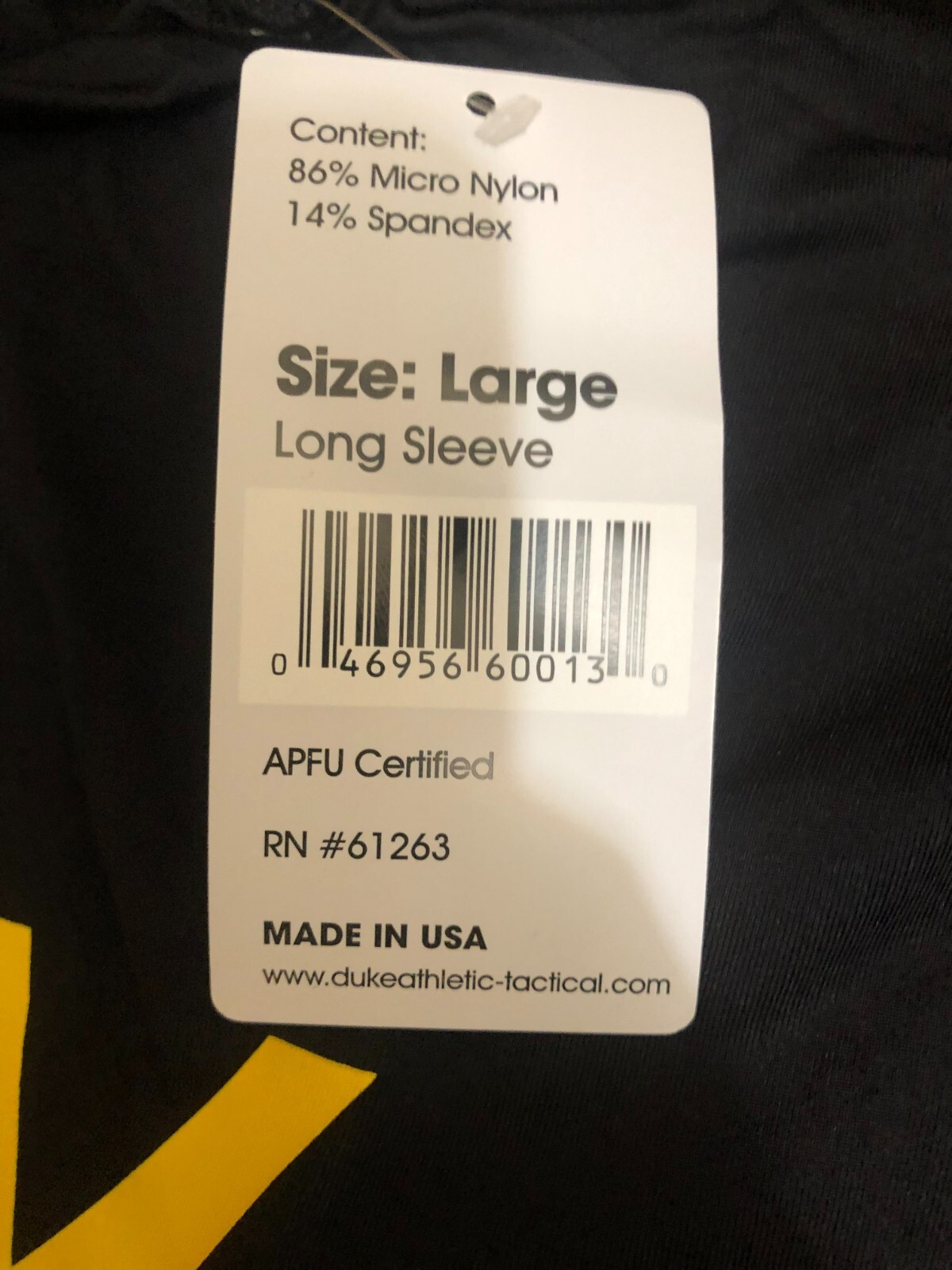 Dri-Duke Moisture Management Black Long Sleeved US Army Yellow Logo Shirt size L gallery