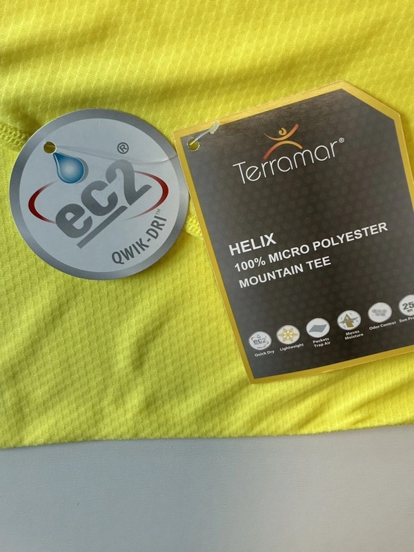 NWT Terramar Sports Men's Medium Neon Yellow Helix Performance Mesh Tee gallery