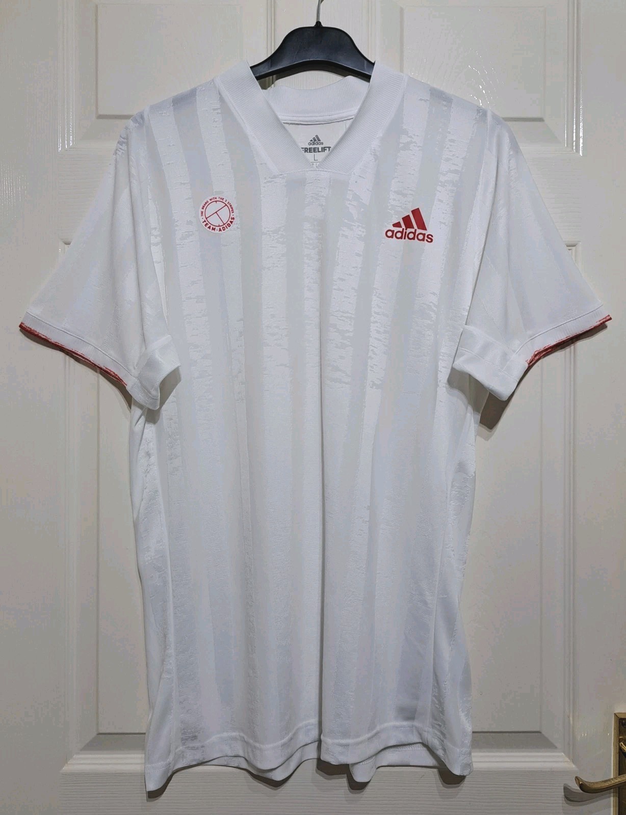 Adidas Freelift Pro Shirt White Tennis Men's L Slim Fit P2P 22" Aeroready FR4317 gallery