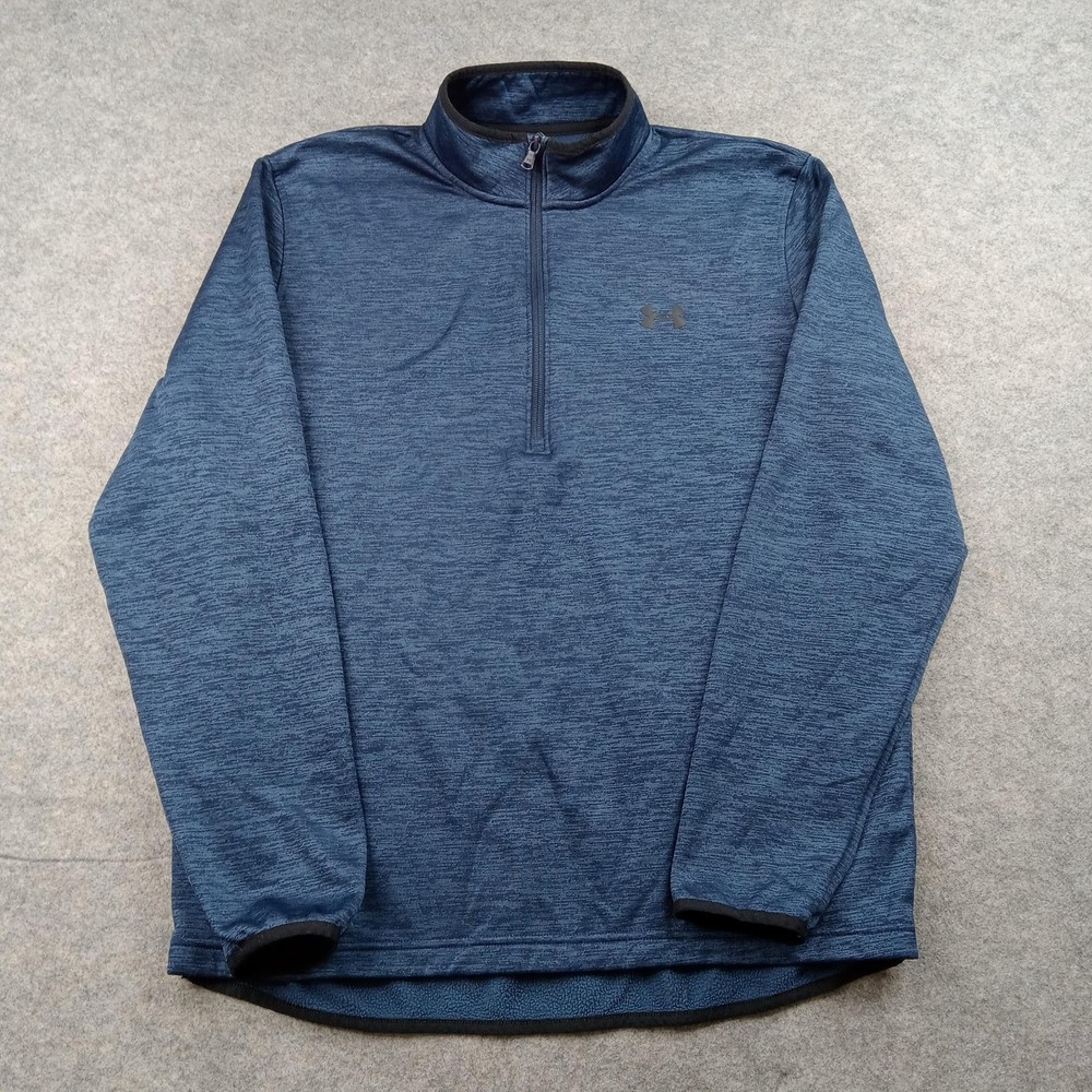Under Armour Pullover Mens Large Blue ColdGear 1/4 Zip Long Sleeve Top 1357145