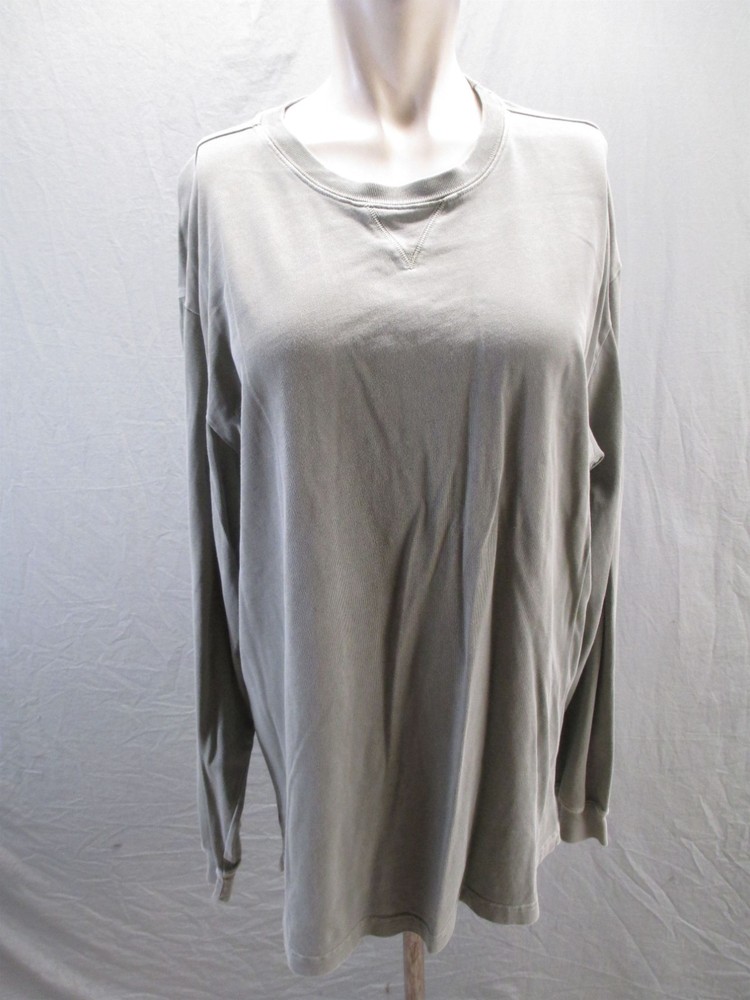 Woolrich Size L Mens Gray 100% Cotton Long Sleeve Crew Neck Casual Shirt 380
