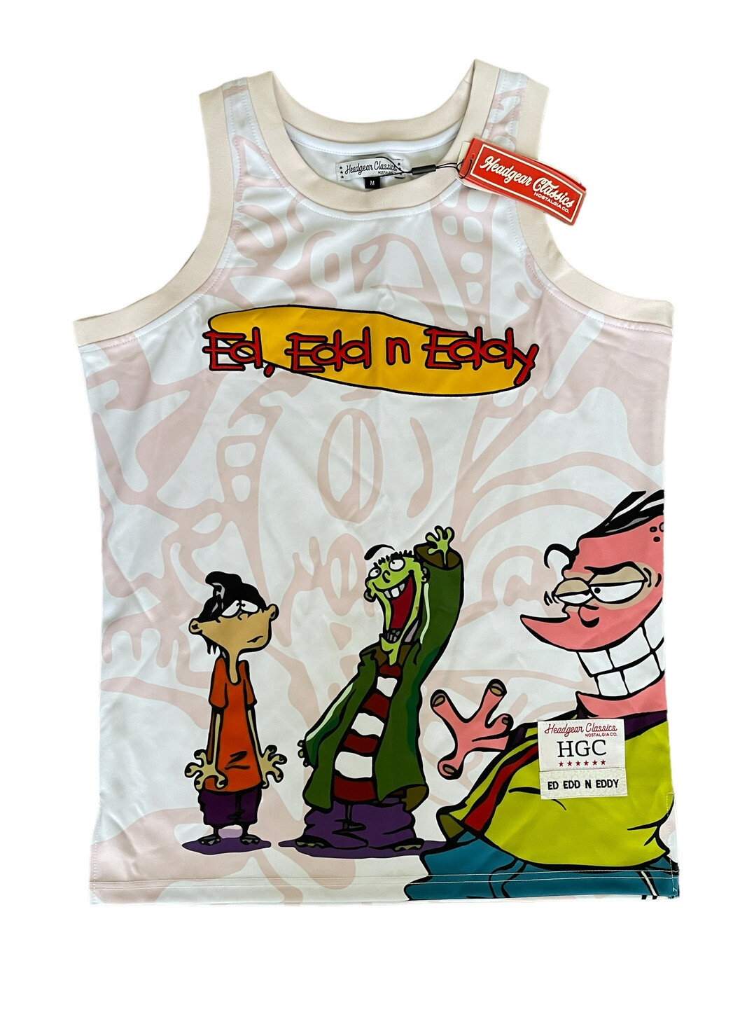 Ed Edd n Eddy Headgear Classics Nostalgia Animated White Pink Jersey Size Medium gallery
