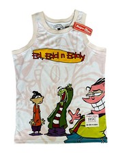 Ed Edd n Eddy Headgear Classics Nostalgia Animated White Pink Jersey Size Medium