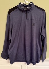 Spyder Active Men’s Large 1/4 Zip Performance Pullover Slate Blue/Black Accents