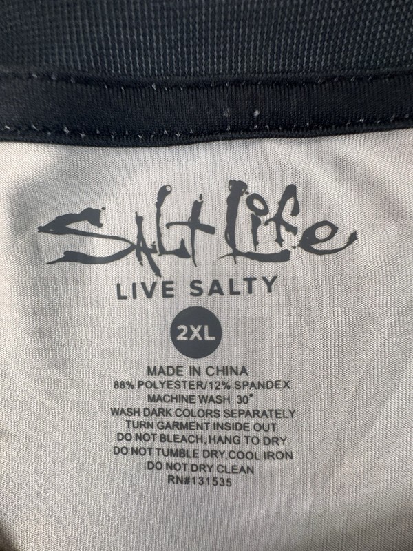 Salt Life Dive Flag Skull Performance Fishing Shirt Men’s 2XL Red Black Long Sle gallery