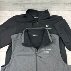 Lot of 2 The North Face Mens Large 1/4 Zip Black & Gray Vest Outdoor Hiking