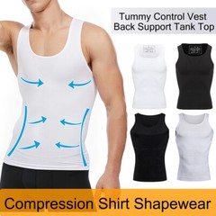 Mens Body Shaper Slimming Shirt Compression Vest Elastic Abs Shapewear Tank Top