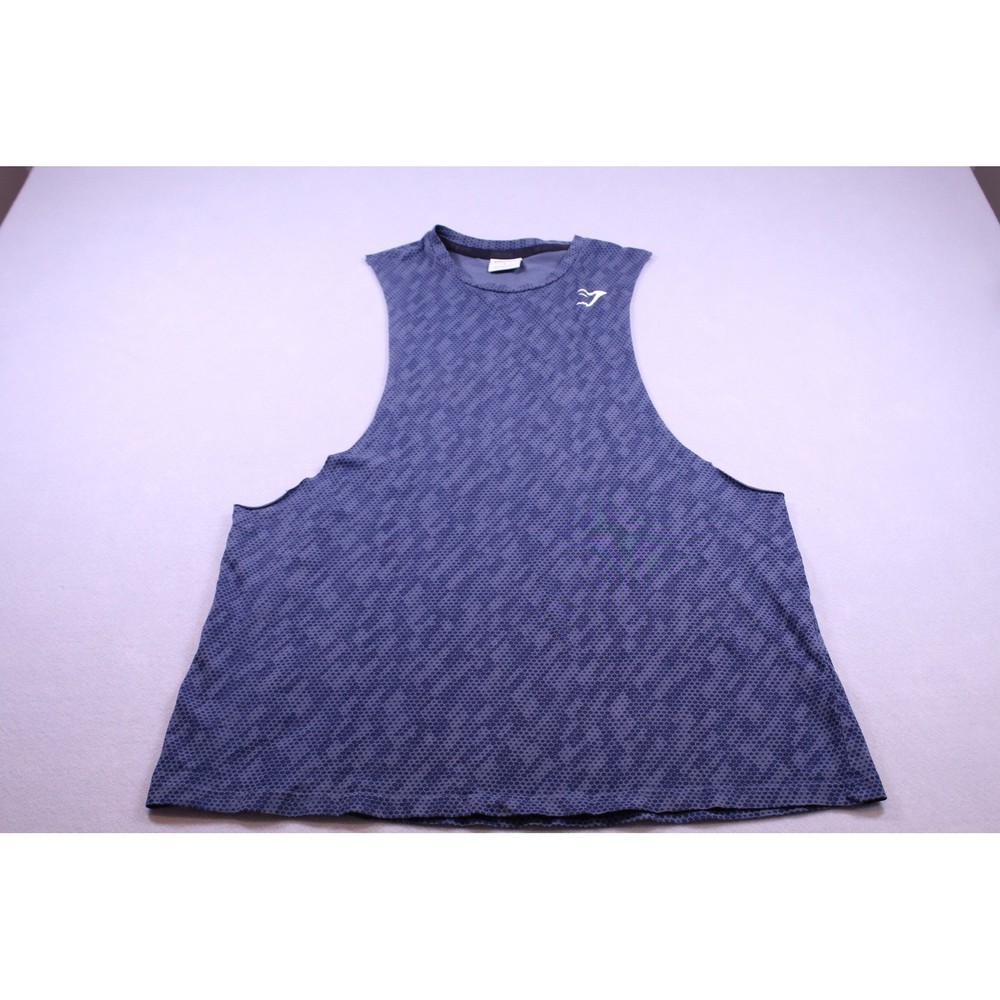 Gymshark Mens Blue Hex Pattern Drop Armhole Tank Top Stringer Size L