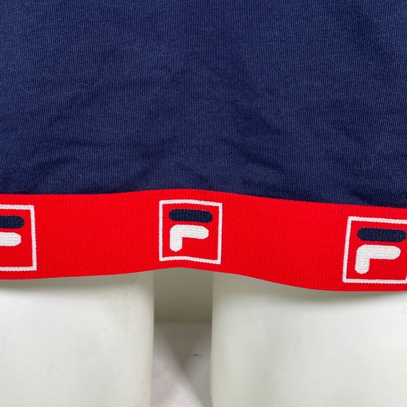 FILA Navy Blue Red Logo Trim Long Sleeve Viola Dress Women's MEDIUM NWT gallery