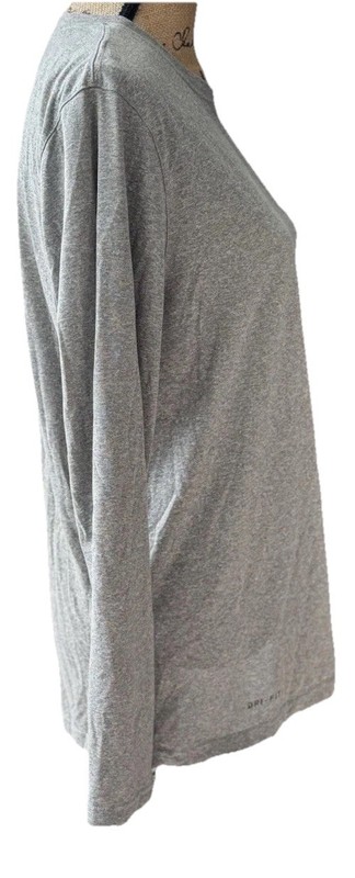 Nike Dri-FIT Mens Medium Gray Long Sleeve Shirt Running Training Athletic gallery