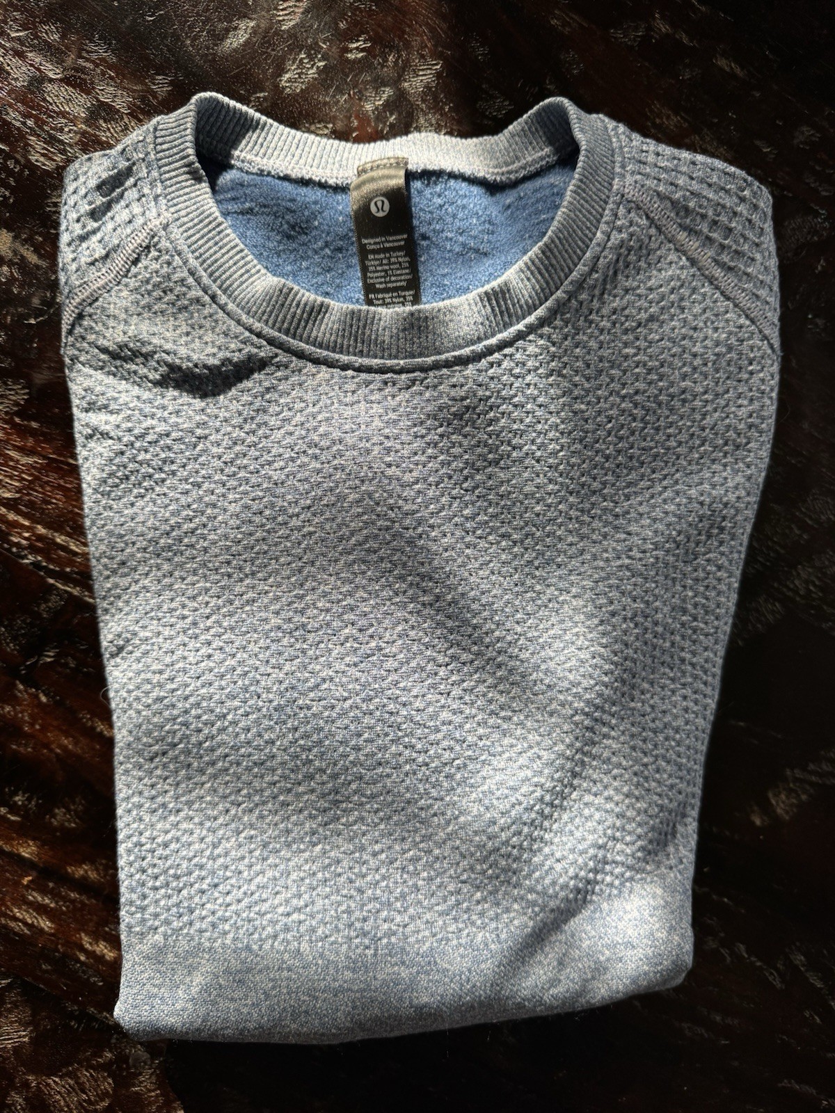Lululemon Mens Engineered Warmth Crewneck Sweater M Wool Blend Light Blue gallery