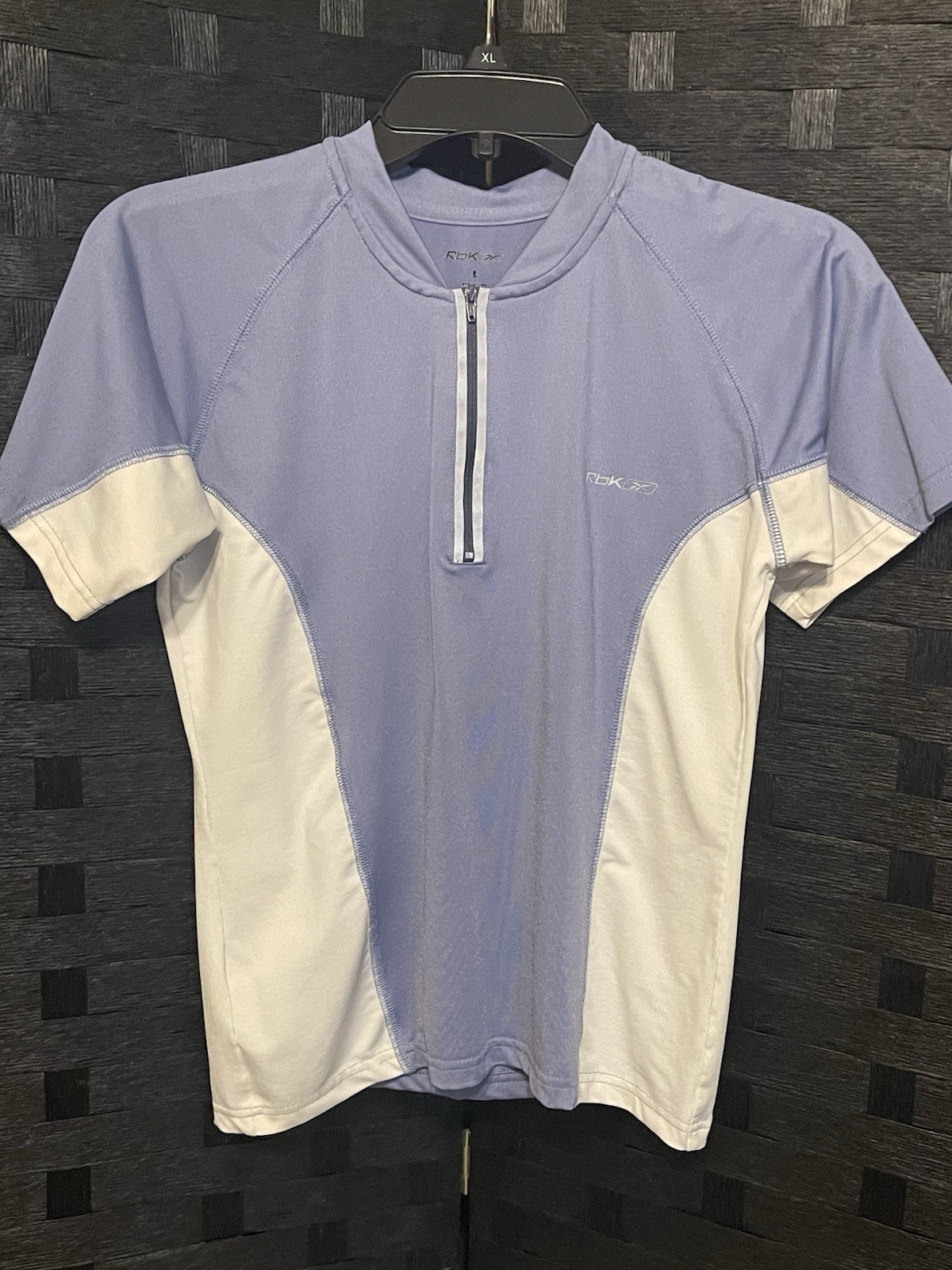 Reebok Speedwick 1/4 Zip Short Sleeve Mock Neck Athletic Blue Silver boys Lg gallery