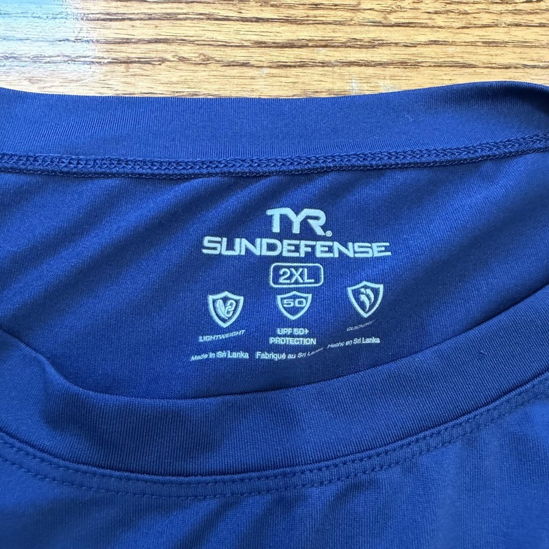TYR Shirt Mens 2XL Blue SUNDEFENSE Long Sleeve UPF 50 Swim Rashguard Beach gallery