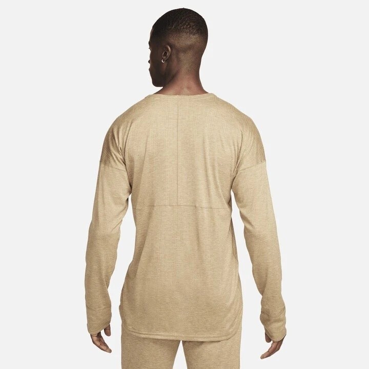 MEN'S SIZE SMALL Nike Yoga Dri-FIT Crew Long Sleeve Khaki Beige Shirt FB7775-247 gallery