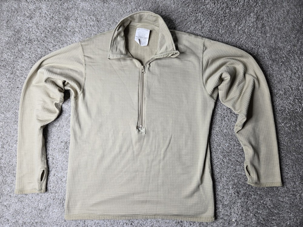 Military Gen III Grid Fleece Men's Medium Beige Long Sleeve 1/2 Zip Cold Weather