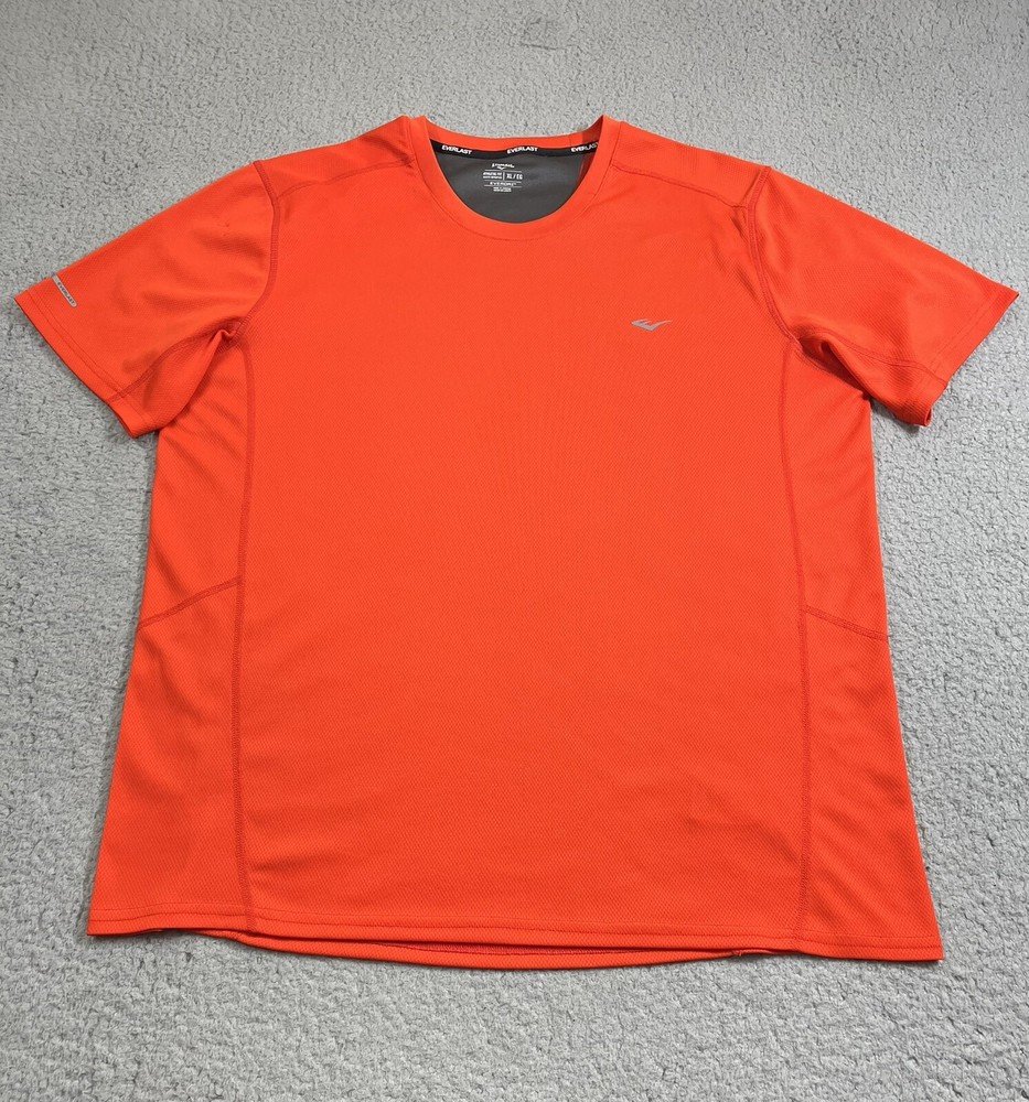 Everlast Shirt Mens XL Orange Everdri Athletic Fit Bloke Lad Core Logo Reflector