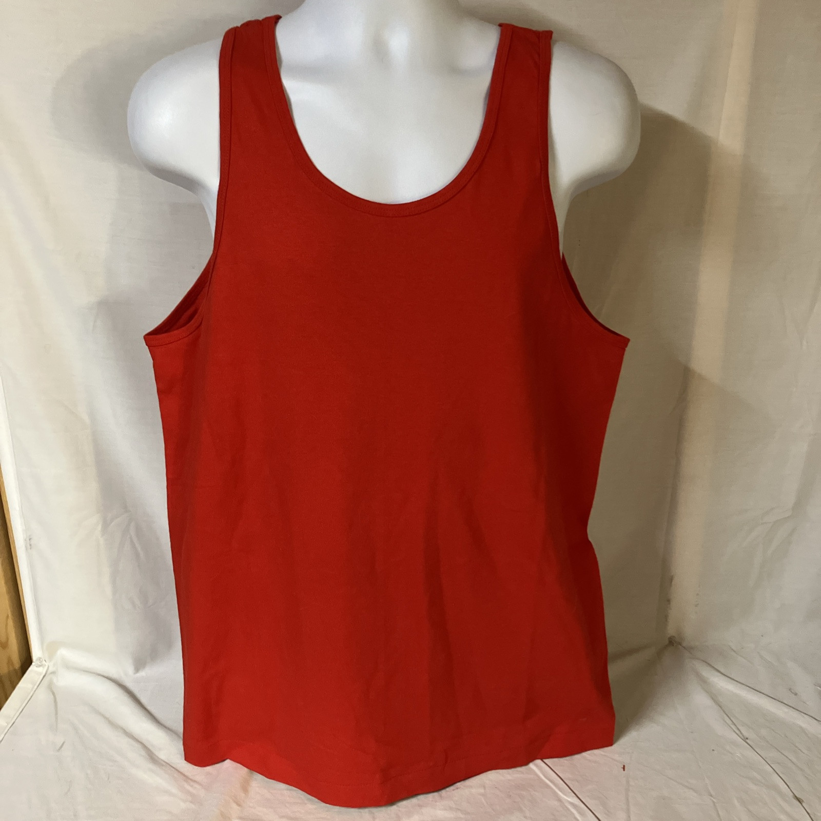 Vtg 1989 FOTL Fruit of the Loom Tank Top Red USA Made 100% Cotton Large NOS NWT gallery