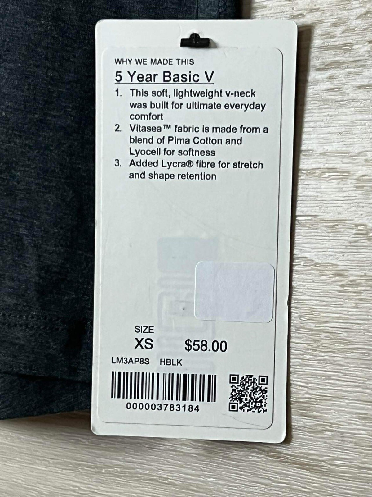Lululemon 5 Year Basic V Neck Tee VITASEA Size XS Heathered Black HBLK 83184 gallery