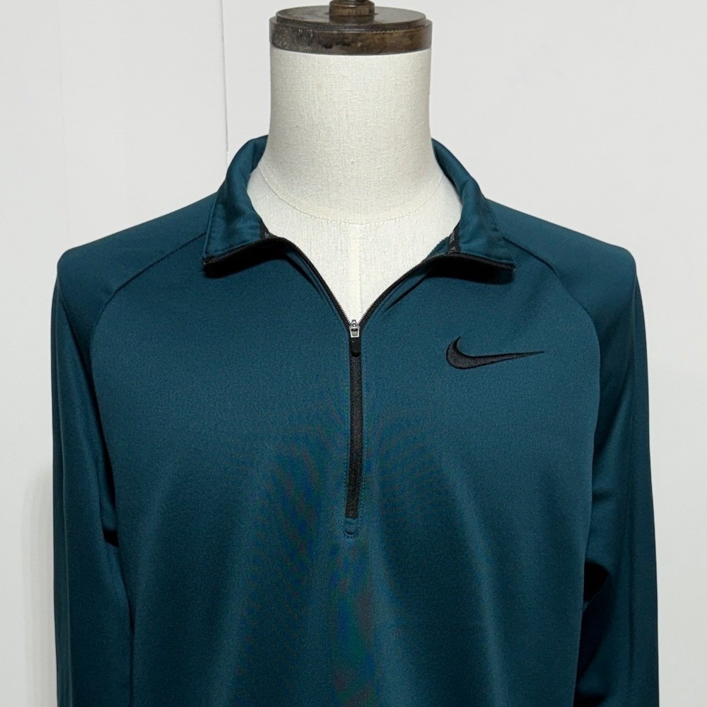 Nike 1/4 Zip Pullover Mens Large Teal Green Dri-FIT Long Sleeve Fleece Outdoors