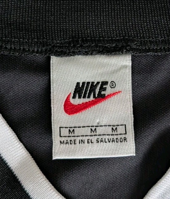 Vintage 90s Nike Shirt Mens M Black White Center Swoosh Logo Jersey Soccer gallery