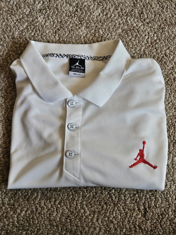 Nike Jordan Coaches Court Dry Polo 3XL, Dri-Fit Basketball White, Red Jumpman gallery
