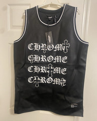 Watson Studios Chrome Black Leather Basketball Jersey Tank Top Sleeveless Men L