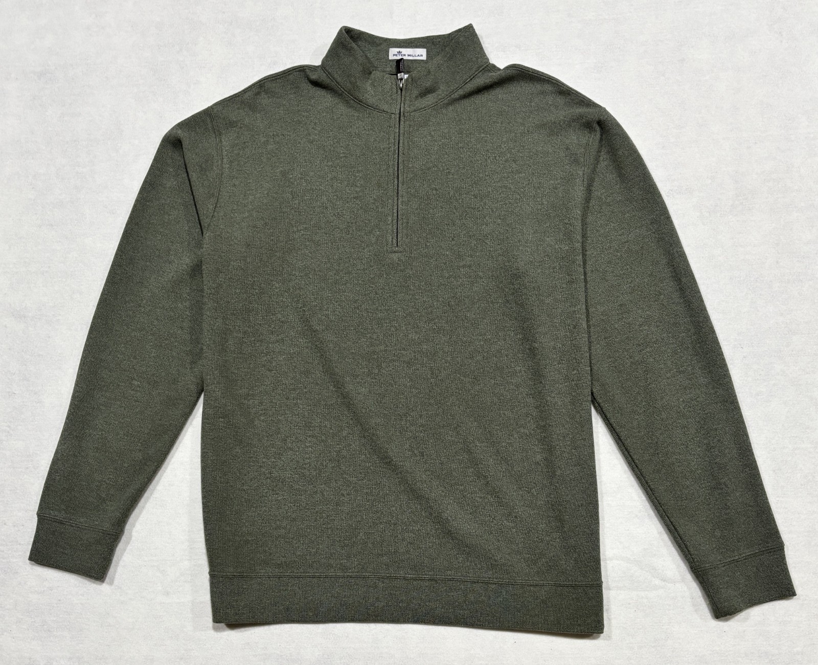 Peter Millar Melange Soft Rayon Long Sleeve 1/4 Zip Pullover Golf Mens XL Green gallery