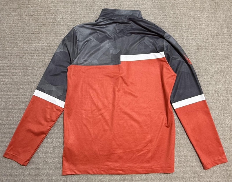 Spyder Pullover Mens Medium Orange Gray 1/4 Zip Long Sleeve Performance Top gallery