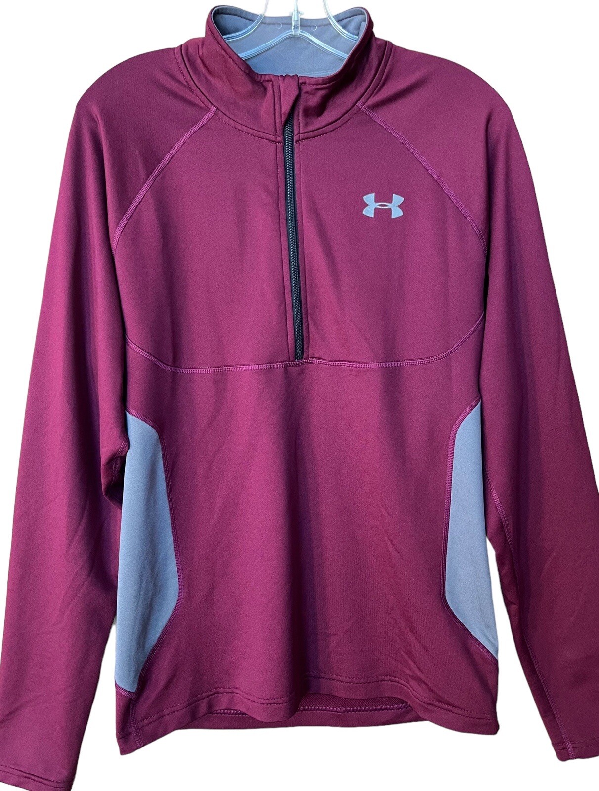 Under Armour Pullover Adult Large Maroon Gray 1/4 Zip Mock Neck Athleisure Gym gallery