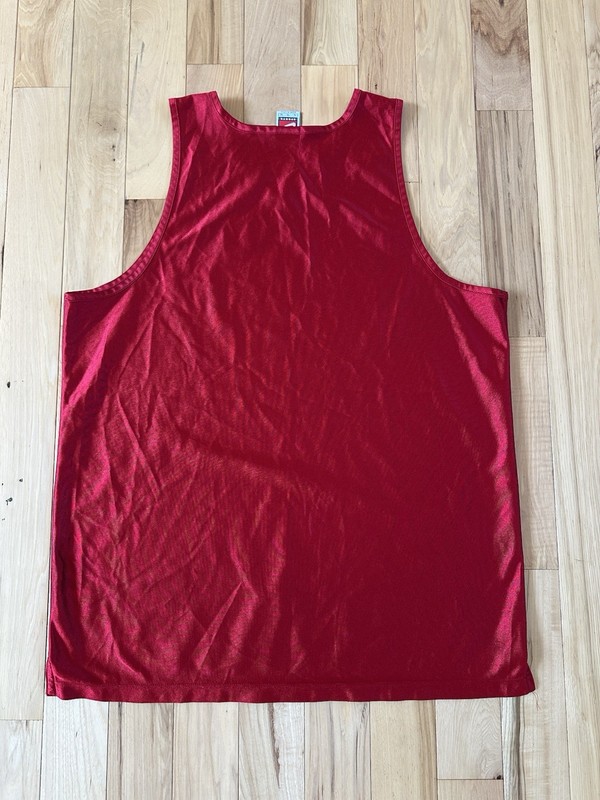 Men's Vintage 90s Nike Dazzle Shiny Silky Tank Basketball Jersey Red XL gallery