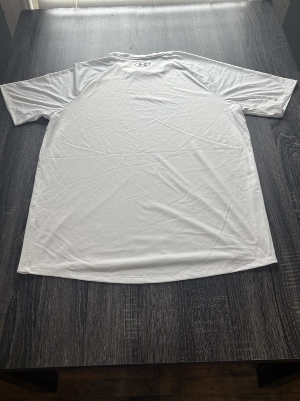 Under Armour Tech The Tech Tee White Graphic Crew Neck Logo T-Shirt Men L gallery