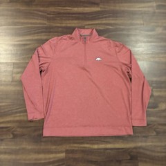Men’s Johnnie O Red Arkansas Quarter Zip Pullover Size XL Football Casual