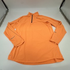 Nike Element Dri Fit Running Shirt Long Sleeve Size M Orange Vented. Quarter Zip