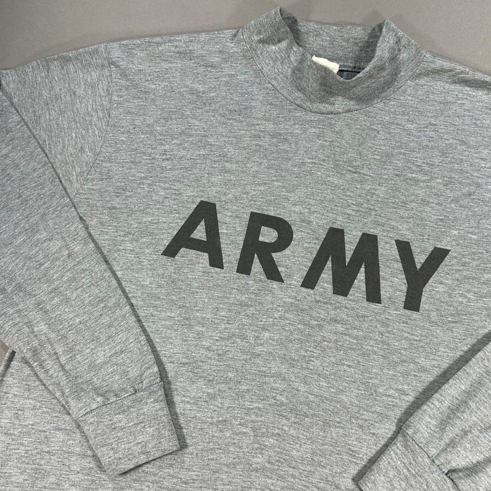 US Army Physical Fitness Long Sleeve PT Shirt Gray Mens Large Military Issue